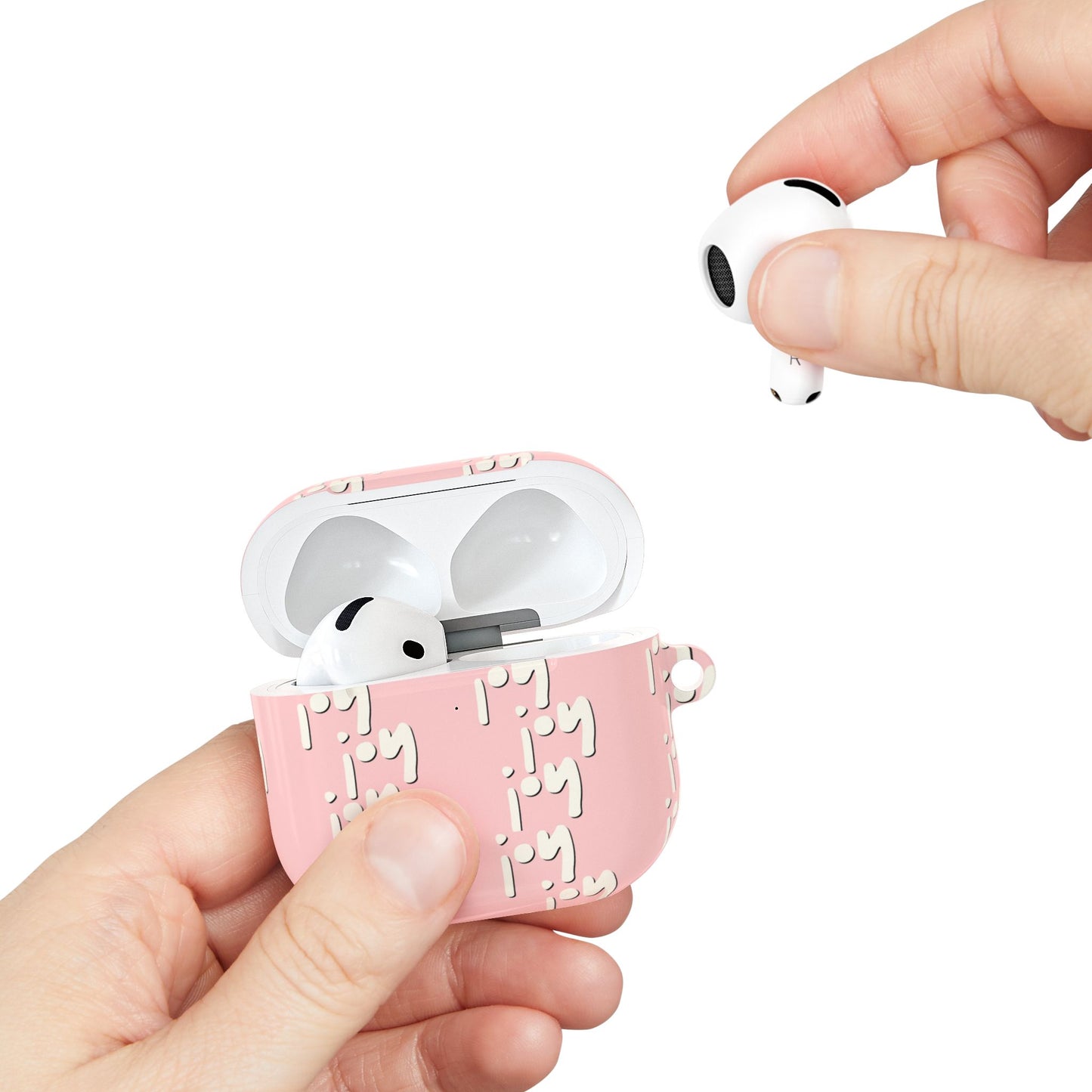 Pink Script 'I'm' Pattern AirPod Case — Cute Protective Wireless Earbud Cover