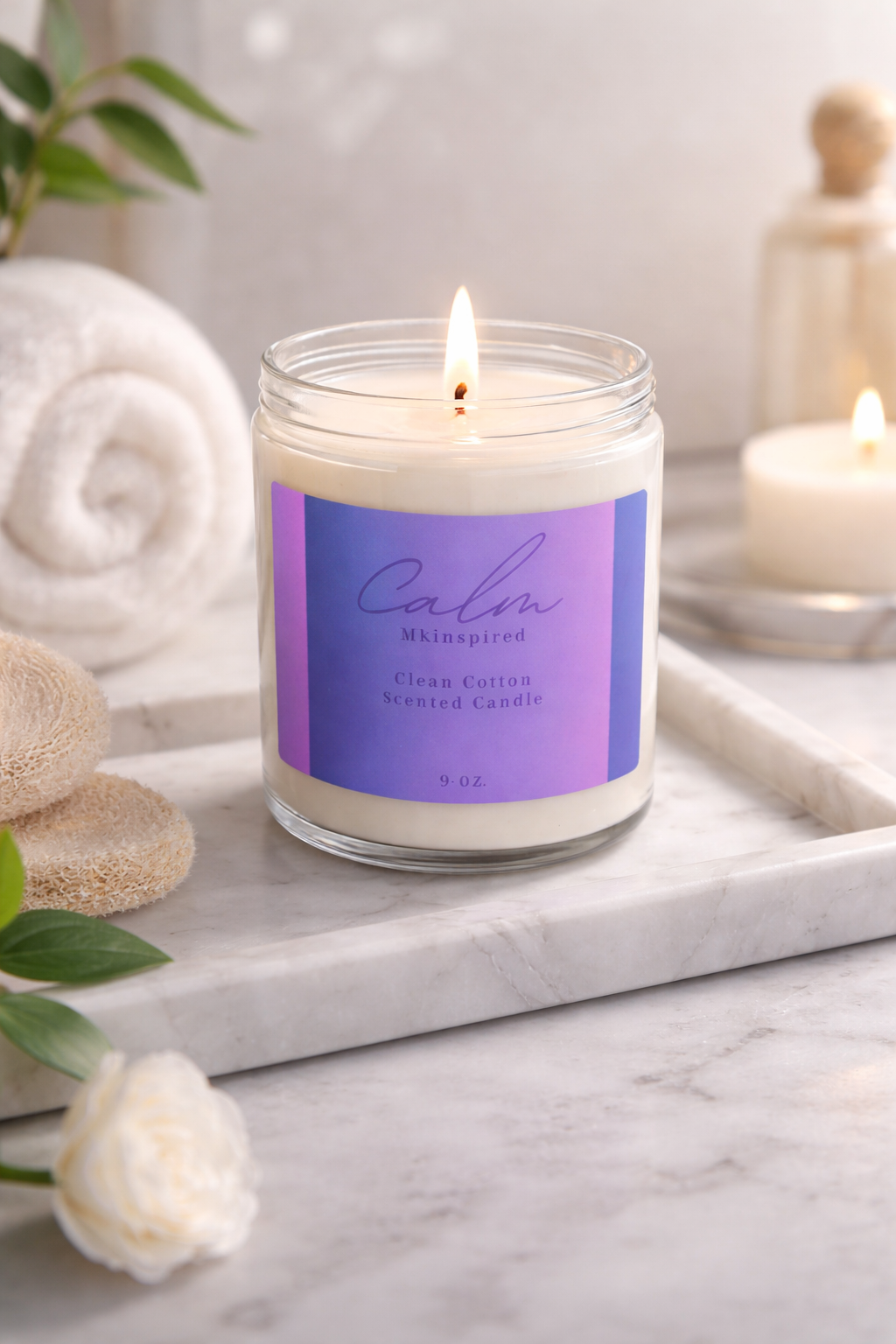 Be Calm Clean Cotton Scented Candle | MKinspired 9oz