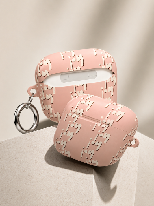 Pink Script 'I'm' Pattern AirPod Case — Cute Protective Wireless Earbud Cover