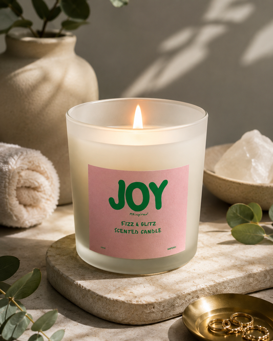 Joy Scented Glass Candle — 11oz Fizz & Glitz